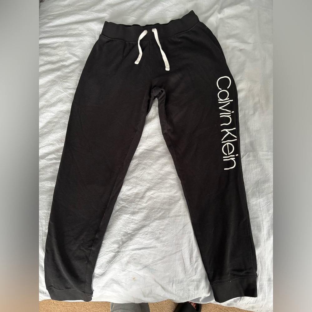 Calvin Klein Women’s Black Sweatpants &Top with White Logo